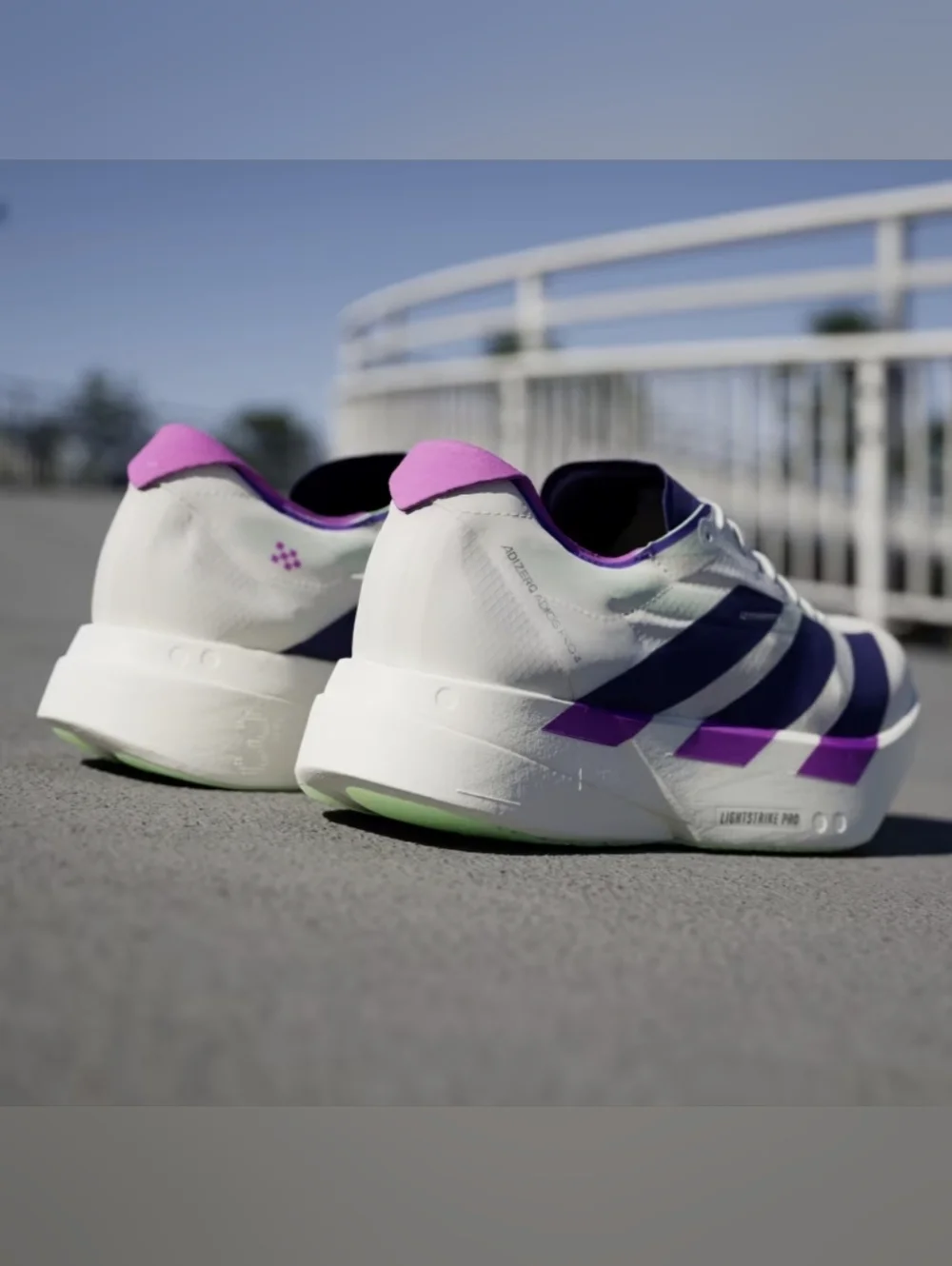 adidas Adizero Adios Pro 4 Core White Purple Lime JR1656 Men's Size 10 New - Picture 3 of 12